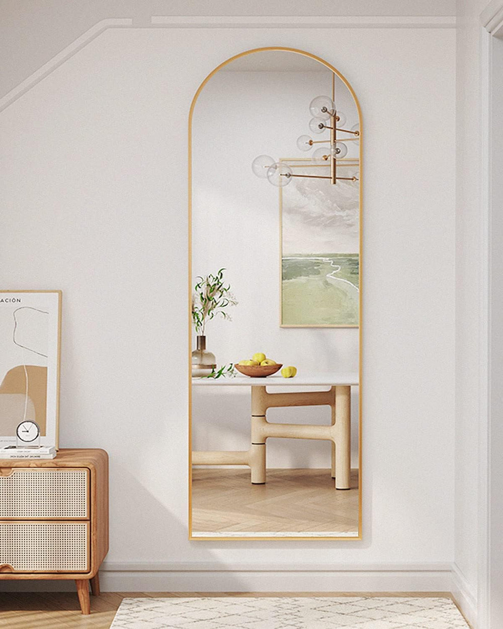 Arched Floor Mirror, 58"18" Full Length Mirror with Stand, Freestan...
