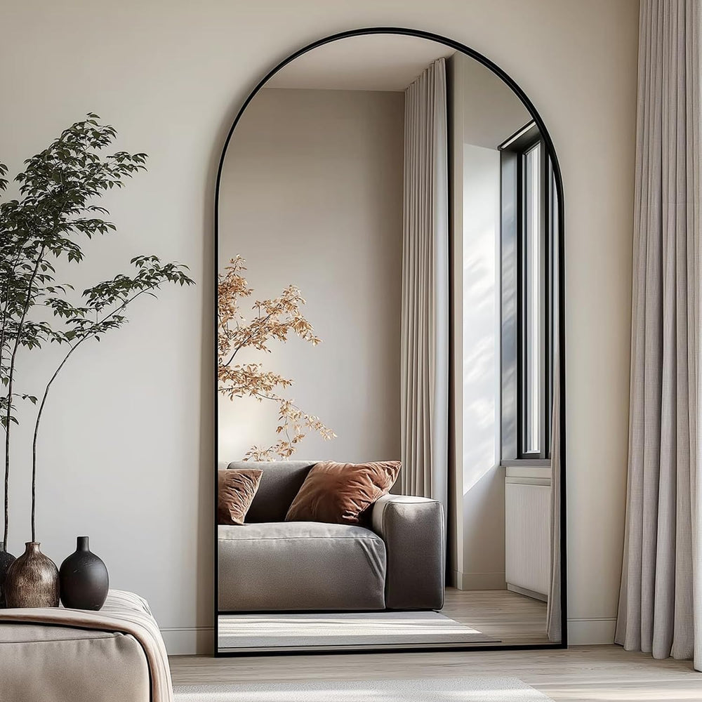 Arched Full Length Mirror, 76"x34" Large Floor Mirror, Black