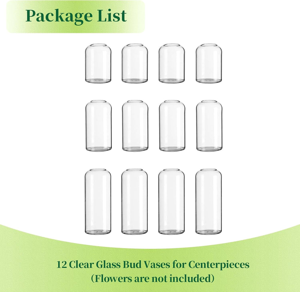 Glass Bud Vases for Flowers - Hewory Blown Modern Small Glass Vases for Cente...