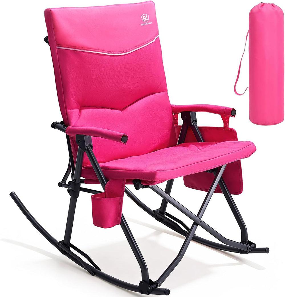 EVER ADVANCED Oversized Folding Rocking Camping Chair, Padded