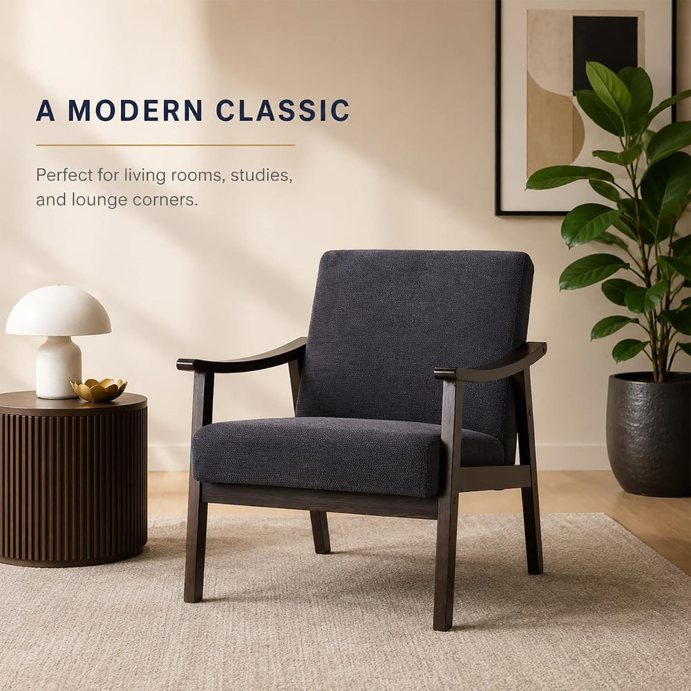 Mid Century Modern Accent Chair, Lounge Chair Indoor Comfy Upholstered Armcha...