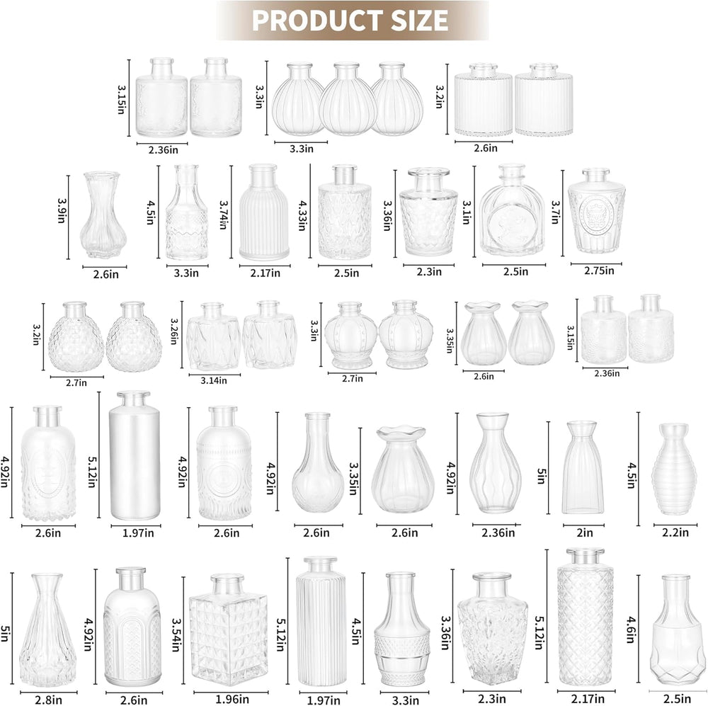 40Pcs Glass Bud Vases in Bulk Small Mini Clear Vase for Flowers