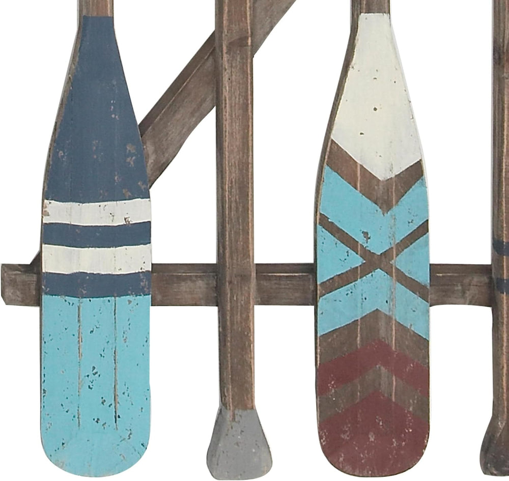 Deco 79 Wood Paddle Home Wall Decor Novelty Canoe Oar Wall Sculpture with Arr...