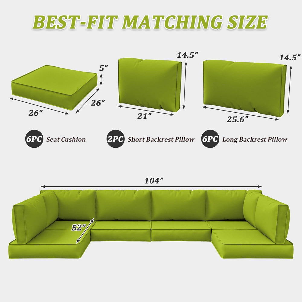 14-Piece Outdoor Cushions for Patio Furniture,Water-Resistant Sofa Cushion