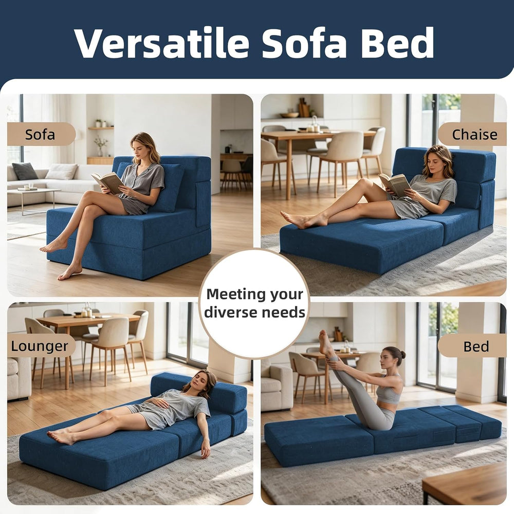 Folding Sofa Bed, Convertible Sleeper Chair Bed with Pillow