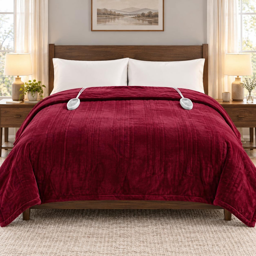 Queen Size Heated Blanket for Bed, Electric Blankets with Dual Controllers