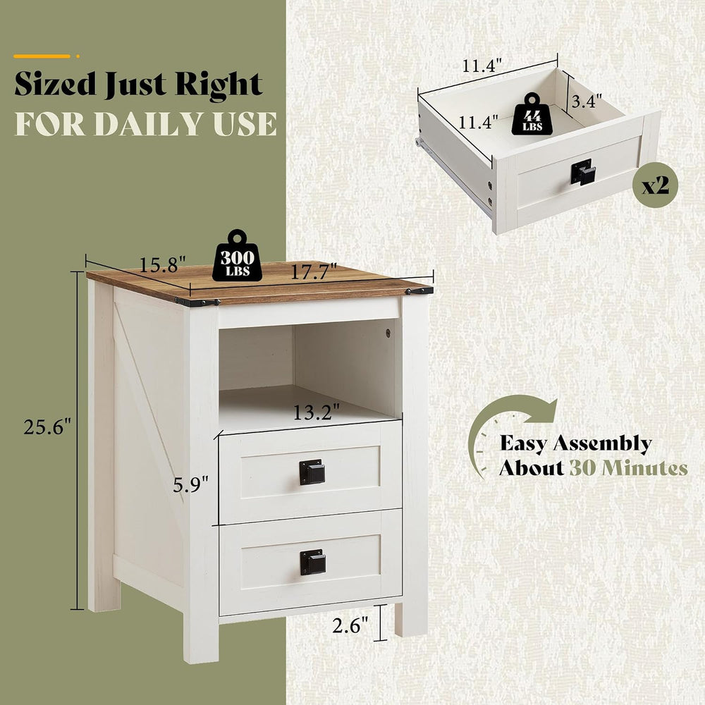 AMERLIFE 3-Piece White Bedroom Set with 4-Drawer Dresser & 2 Nightstands