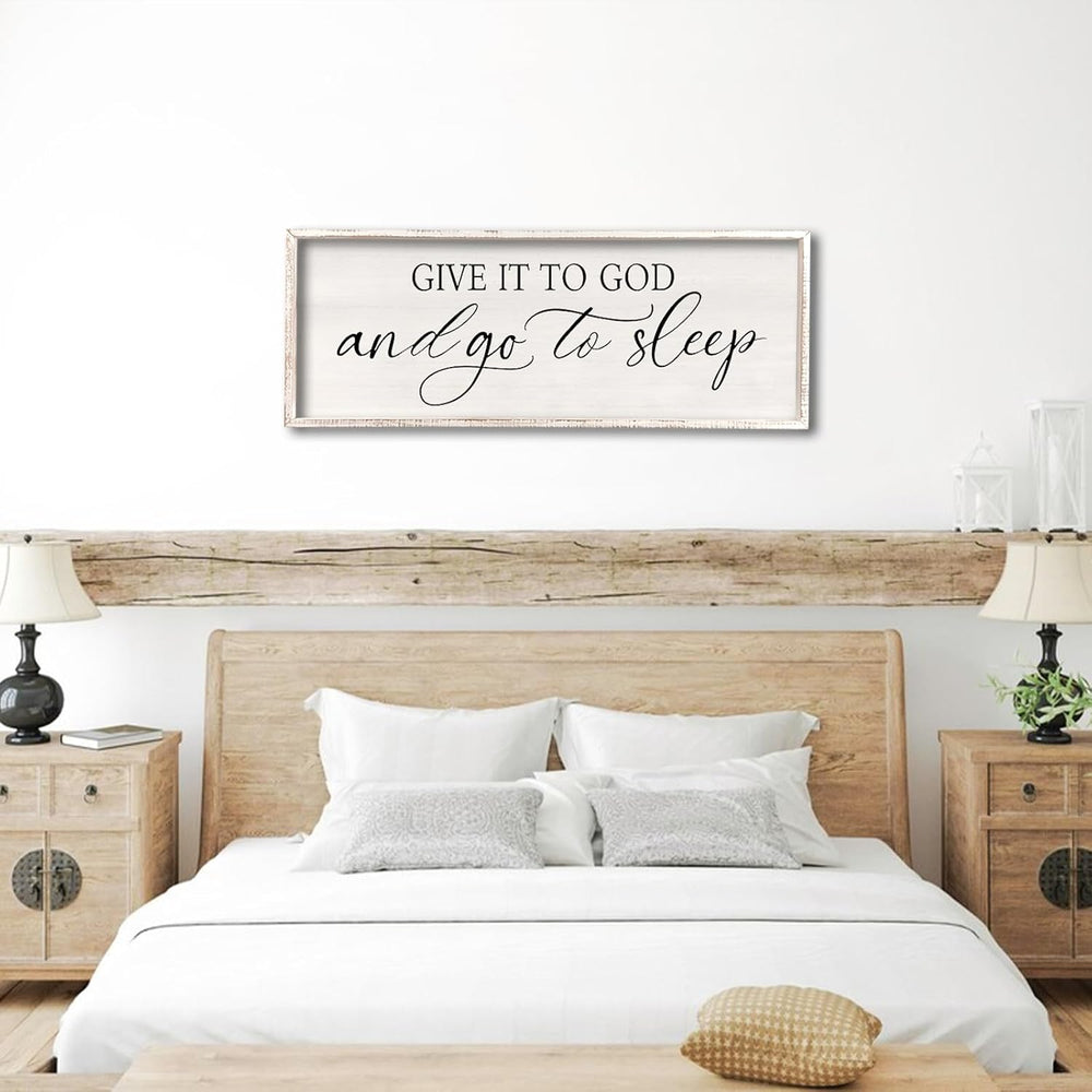 comurdyo Give It To God And Go To Sleep Sign White, 32"×12"