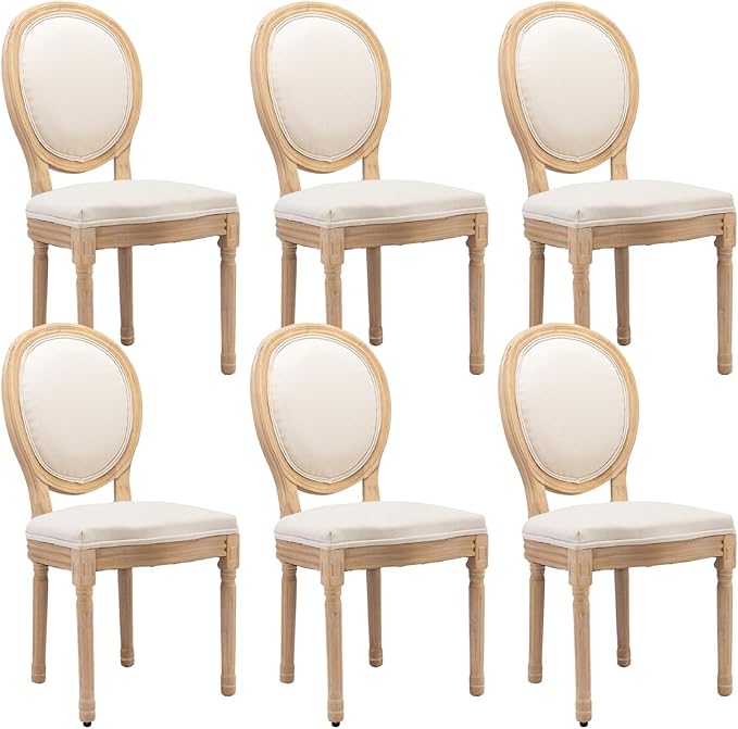 French Country Dining Chairs Set of 6,Farmhouse Upholstered Dining Room Chair...