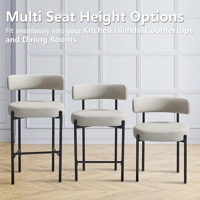 Faux Leather Dining Chairs Set of 4, Mid Century Modern Dining Room Chairs wi...