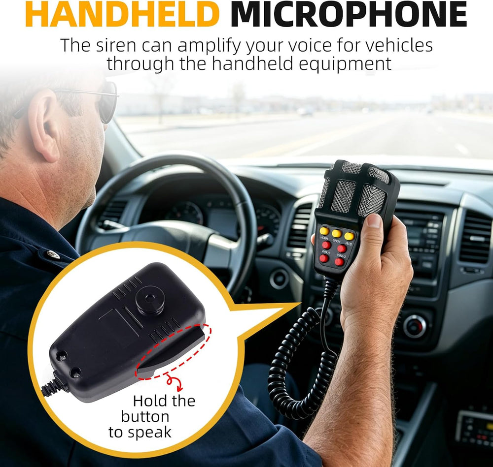 12V Car Siren Speaker PA System, Emergency Alarm Horn with Mic for Truck