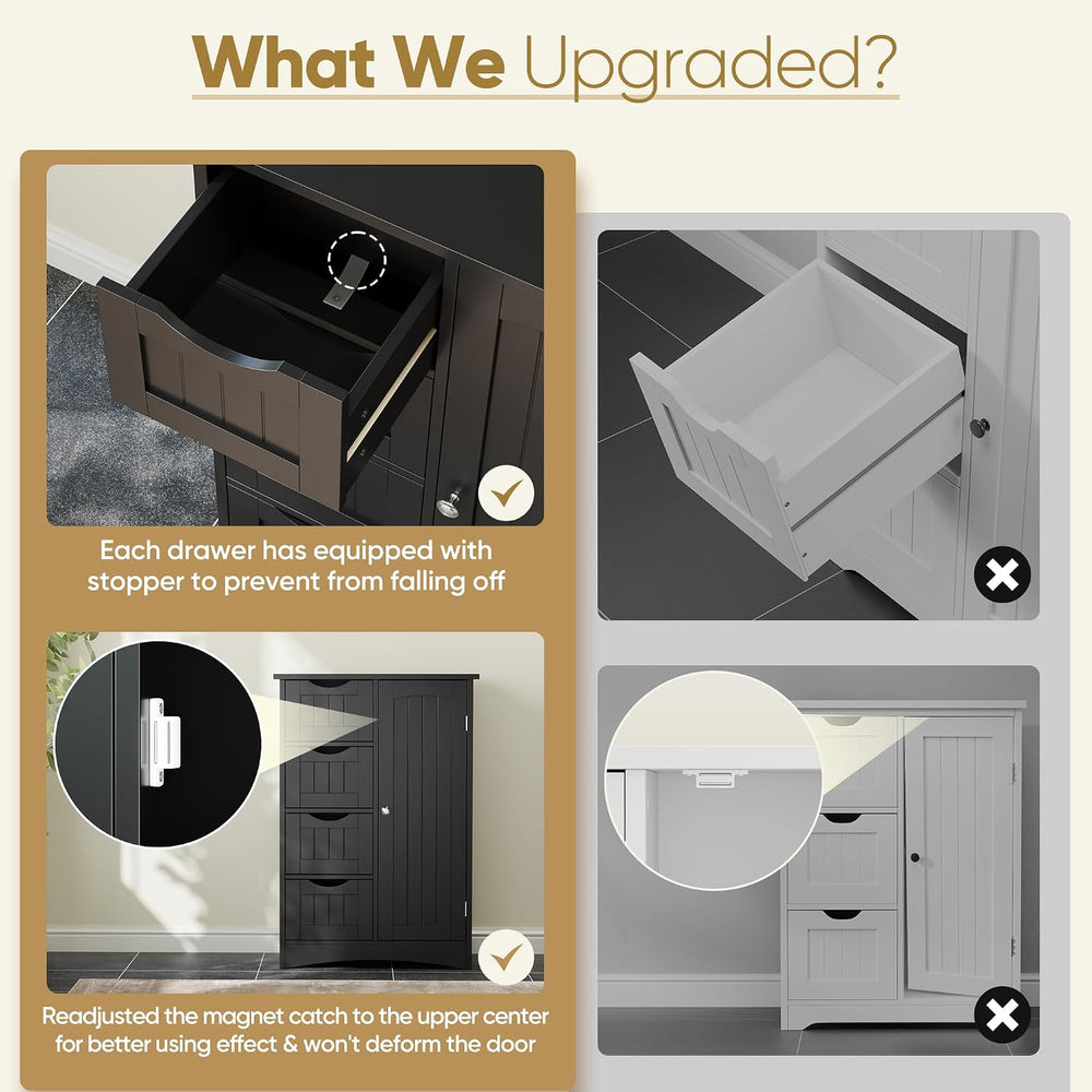 SUPER DEAL Bathroom Storage Cabinet with 4 Drawers and 1 Cupboard, Entryway H...