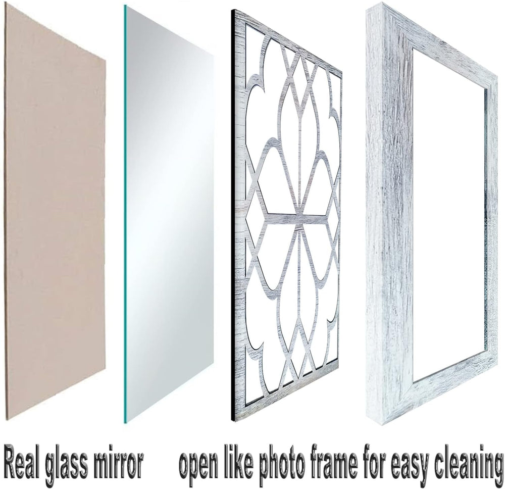 Wocred Set of 4 Mirrors Square Wall Mirror,Gorgeous Rustic Farmhouse Accent M...