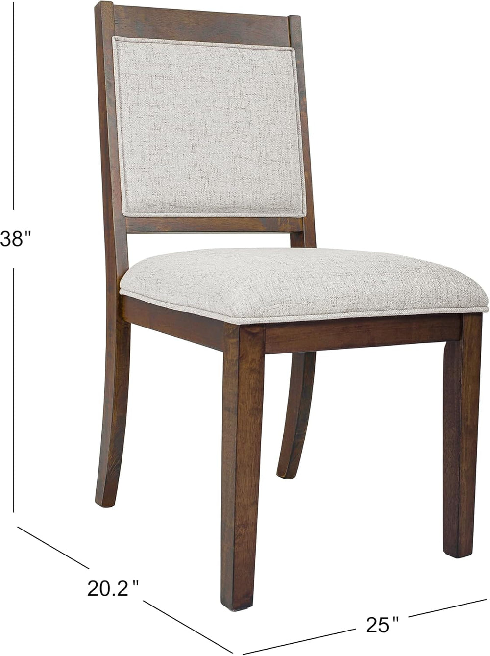 HomePop Open Back Upholstered Wood Frame Dining Chairs -Neutral Textured Soli...