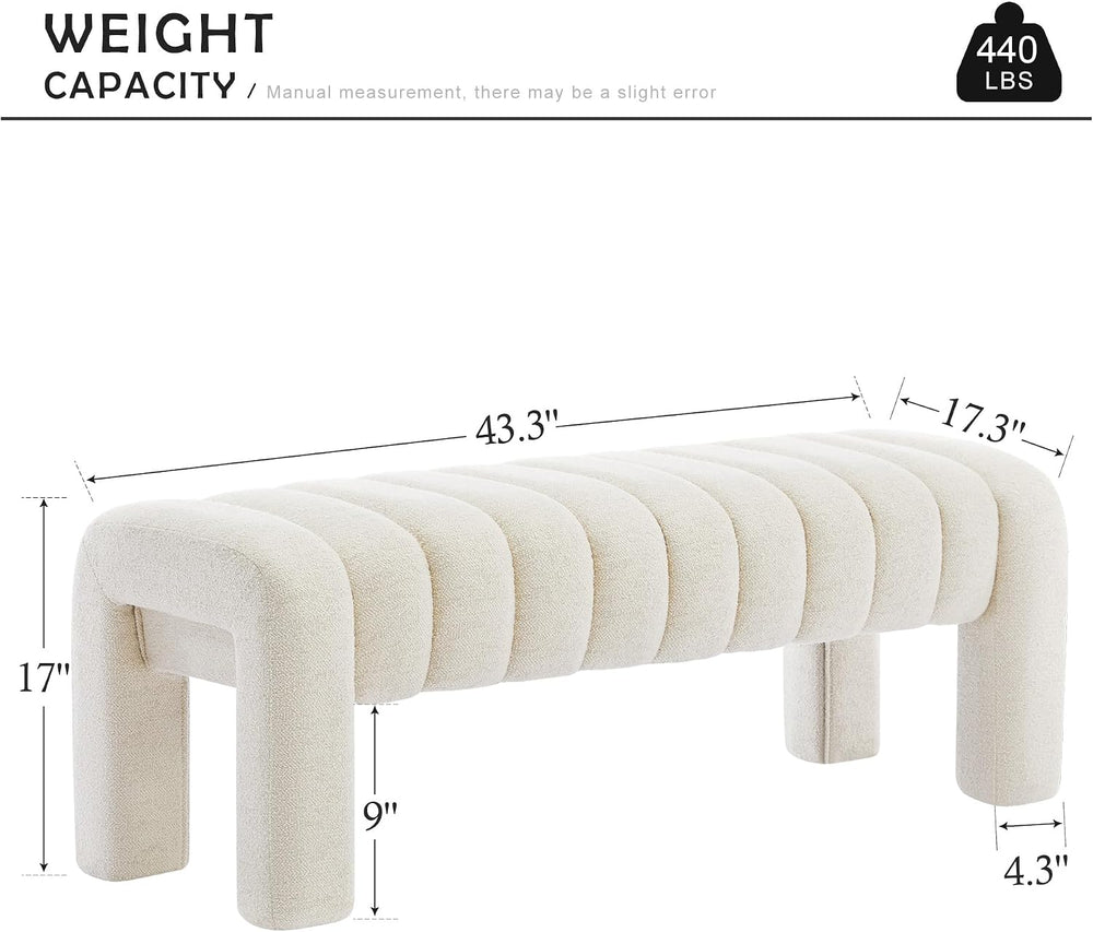 43.3" Bedroom Bench, Upholstered Entryway Bench, Modern End of Bed Ottom...