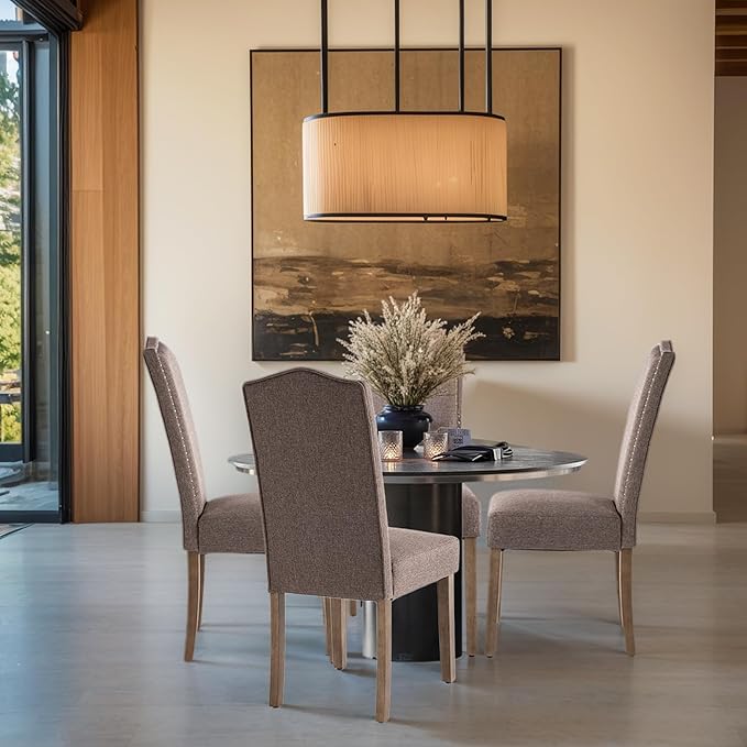 Upholstered Dining Chair Modern Stylish Parsons Kitchen Diner High Back with ...