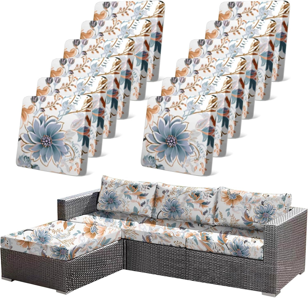 CALBODE 12Pcs High Elastic Digitally Printed Sofa Seat Cushion Cover for Fall...