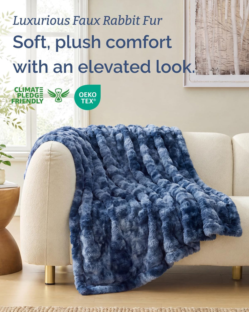 Faux Fur Throw Blanket - Throw Size Bubble Blanket - 50" x 60", Mar...