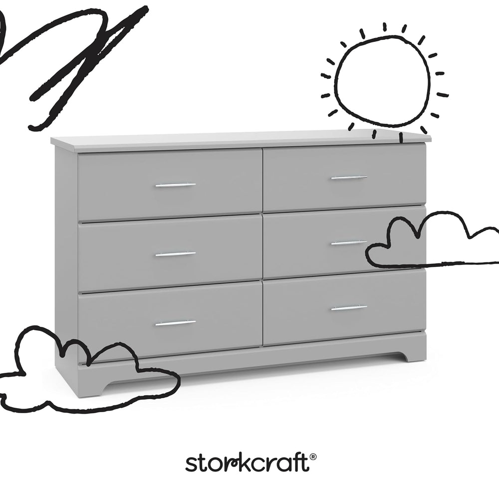 Storkcraft Brookside 6 Drawer Dresser, Pebble Gray