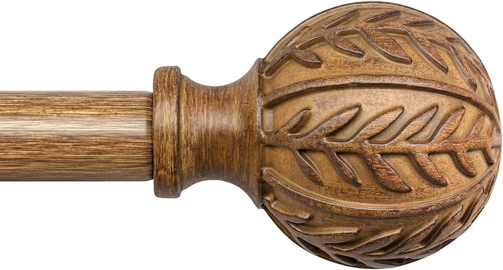 QDWIS Wood Curtain Rods for Windows 66 to 120 Inch, 1'' Adjustable De...
