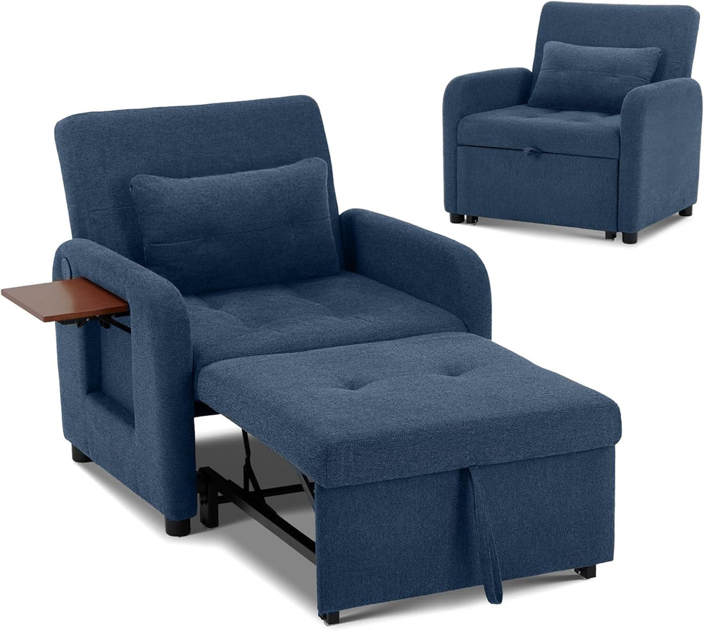 Convertible Sleeper Chair-Fabric Futon Sofa Bed, Single Sleeper Sofa, Small C...
