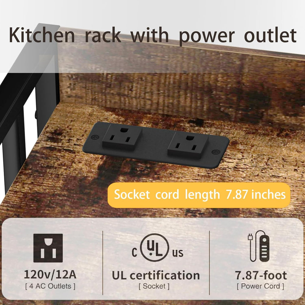 4 Tier Bakers Rack for Kitchens, Adjustable Microwave Stand with Storage, Met...