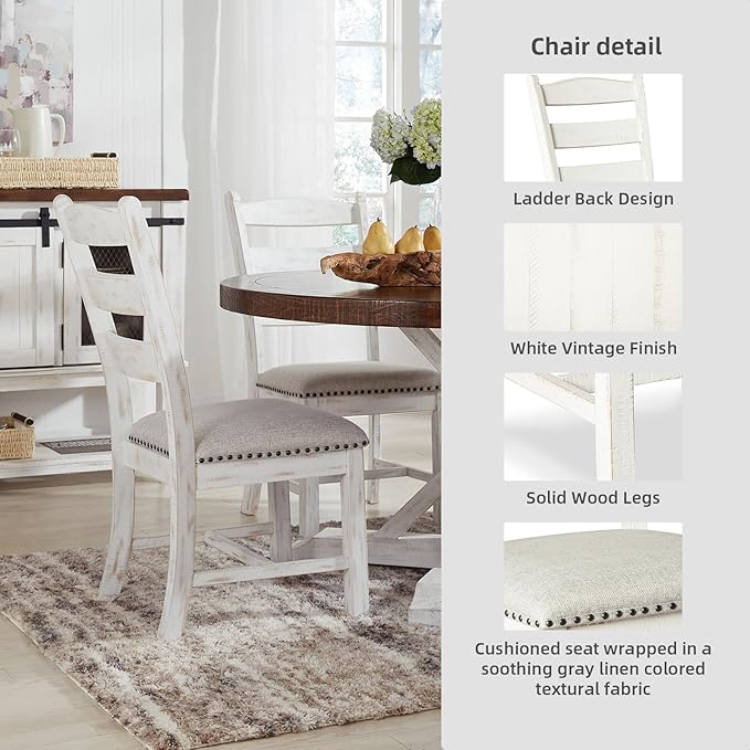 Signature Design by Ashley Valebeck Farmhouse Cushioned Dining Chair, 2 Count...