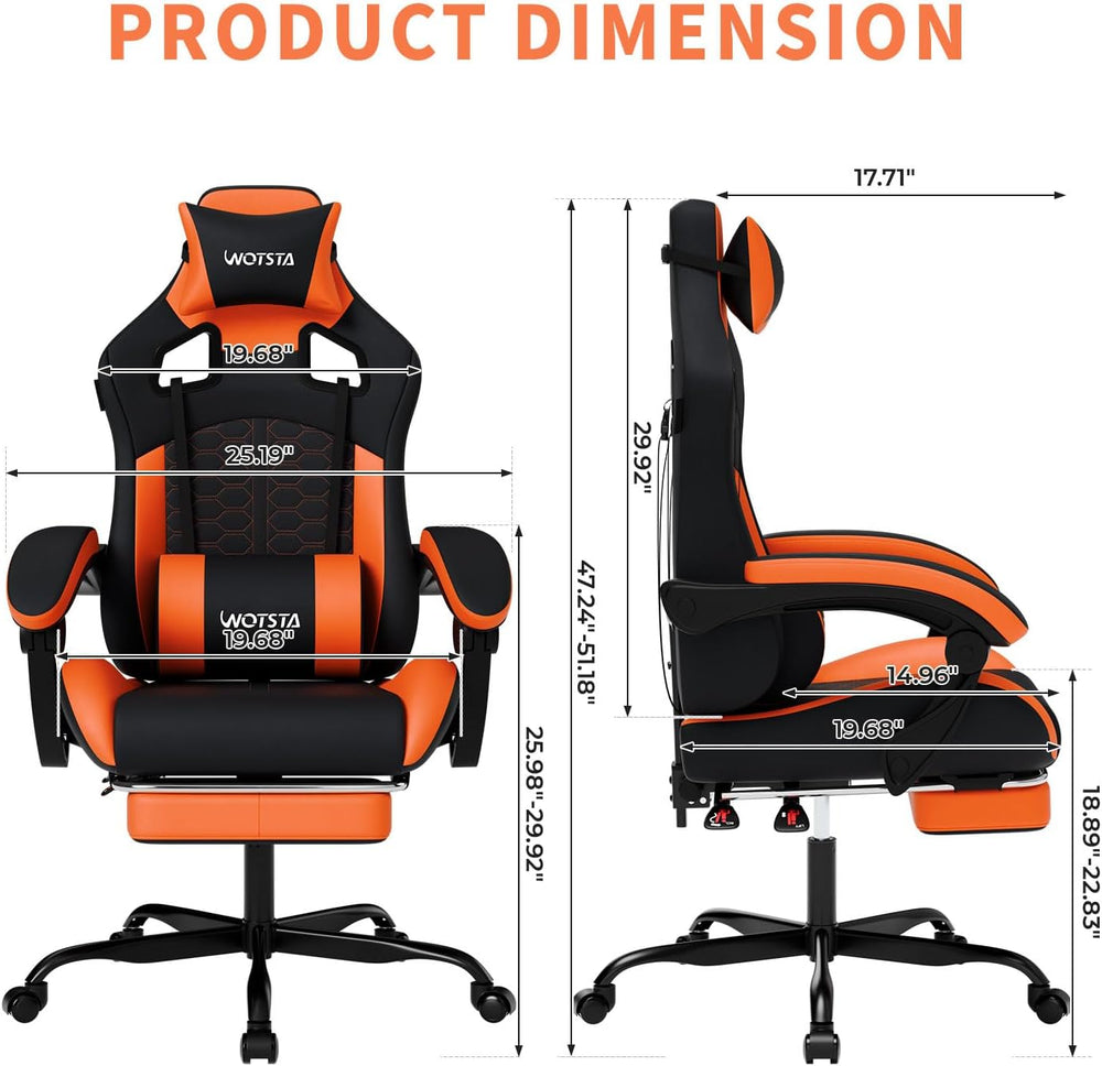 Gaming Chair with Massage,Ergonomic PC Gaming Chair with Footrest Comfortable...