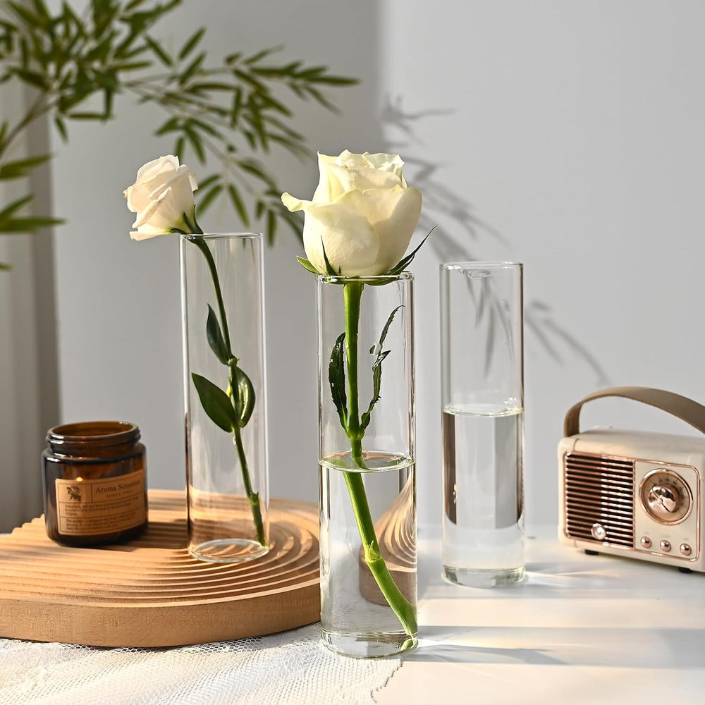 20 Pcs Glass Cylinder Bud Vases for Centerpieces 7.15 Inch Tall