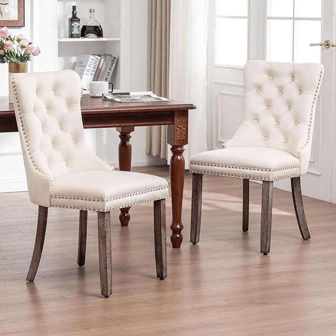 Velvet Dining Chairs Set of 6, Upholstered Dining Room Chairs with Nailhead R...