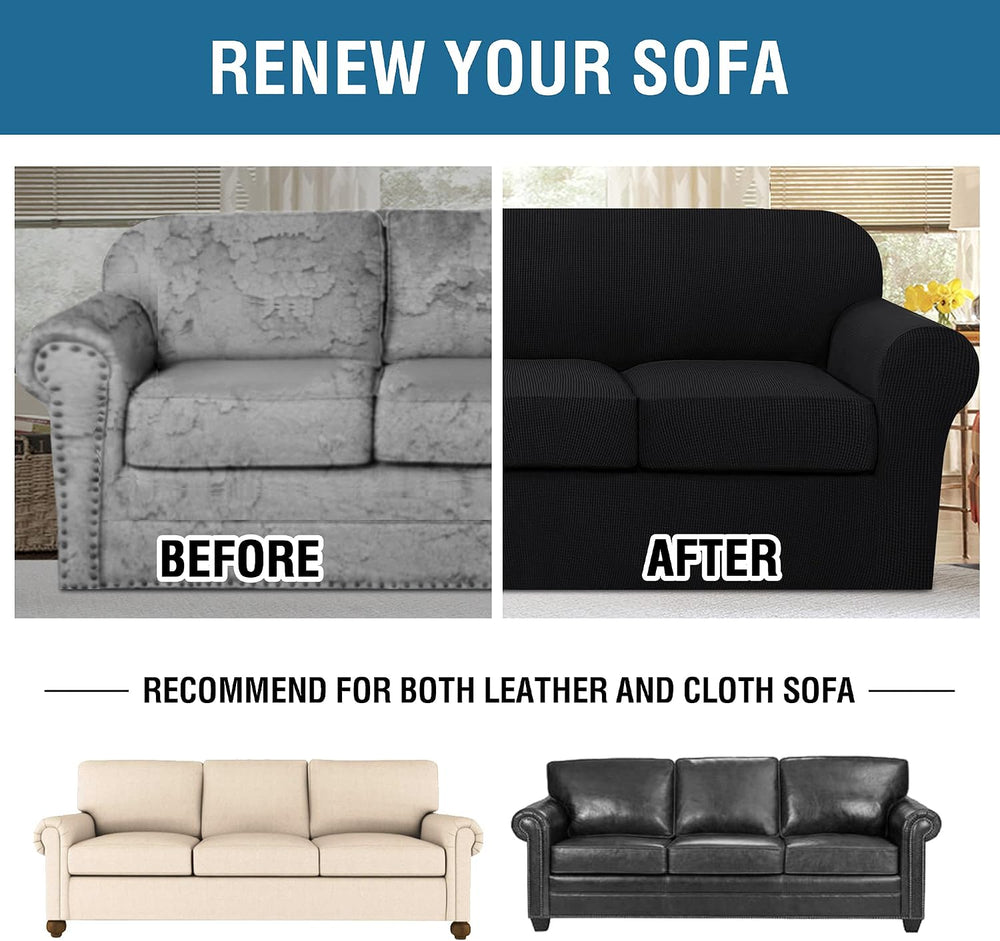 H.VERSAILTEX 4 Piece Stretch Sofa Covers for 3 Cushion Couch Covers for Livin...