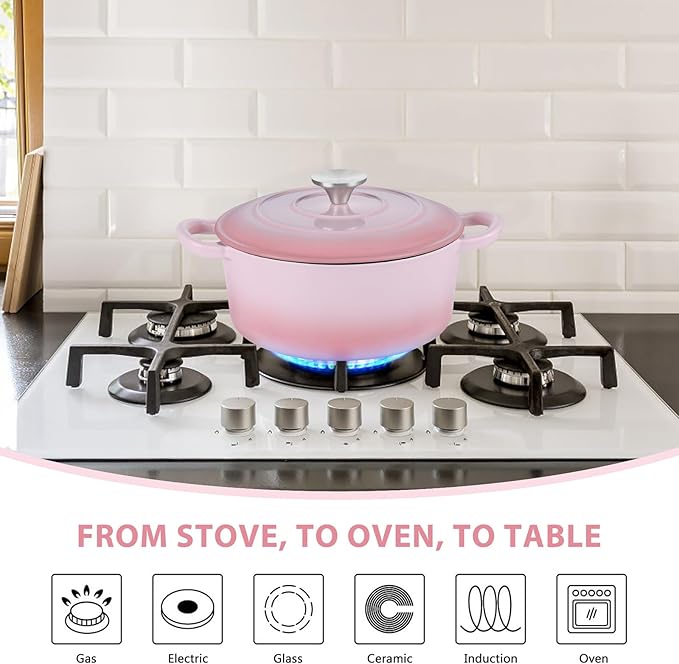 E-far 3 Qt Enameled Cast Iron Dutch Oven
