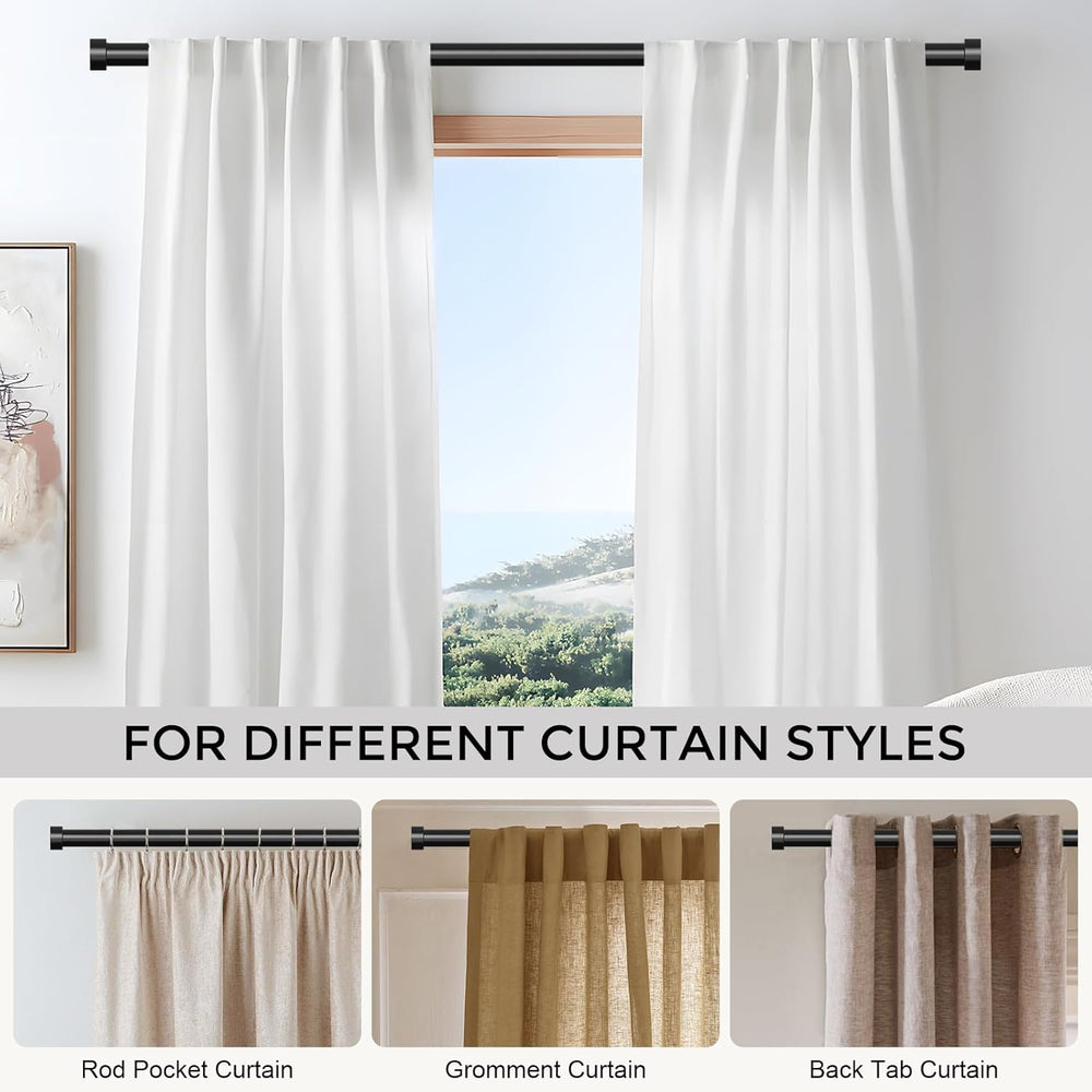 2 Pack Curtain Rods for Windows 48 to 84 Inch(4-7 Feet),Black 1'' Dia...