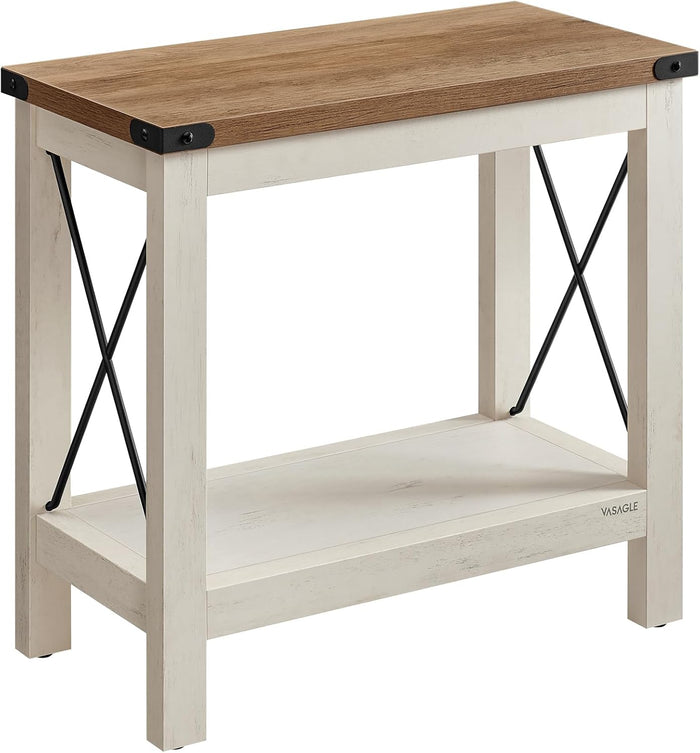 VASAGLE 2-Tier End Side Table, Small Accent Nightstand with Bottom Shelf
