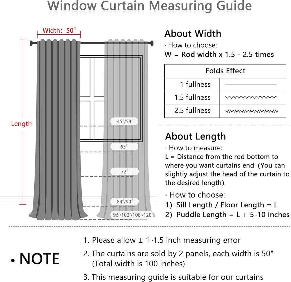 MYSKY HOME Linen Curtains for Living Room 96 Inches Long, Semi Sheer Curtains...
