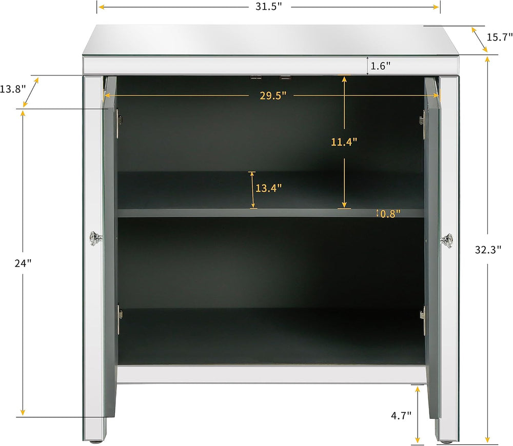 LUMISOL Mirrored Cabinet Sideboard Buffet Table with Crystal Design Handle, A...