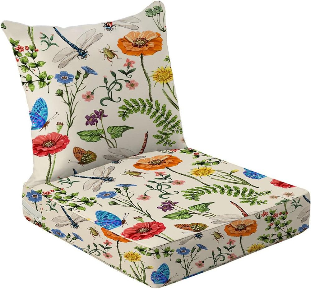 All Smiles 24x24 Outdoor Patio Chair Cushions,4" Thick Garden Flower