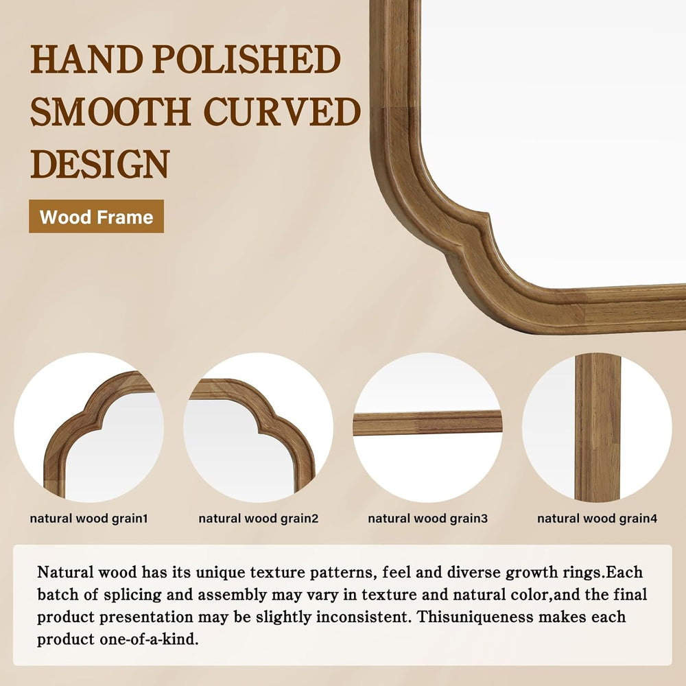 24" x 36" Rounded Corner Arch Wall Mirror with Wood Frame for Entry...