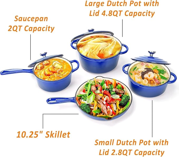 Hisencn Enameled Cast Iron Cookware Set