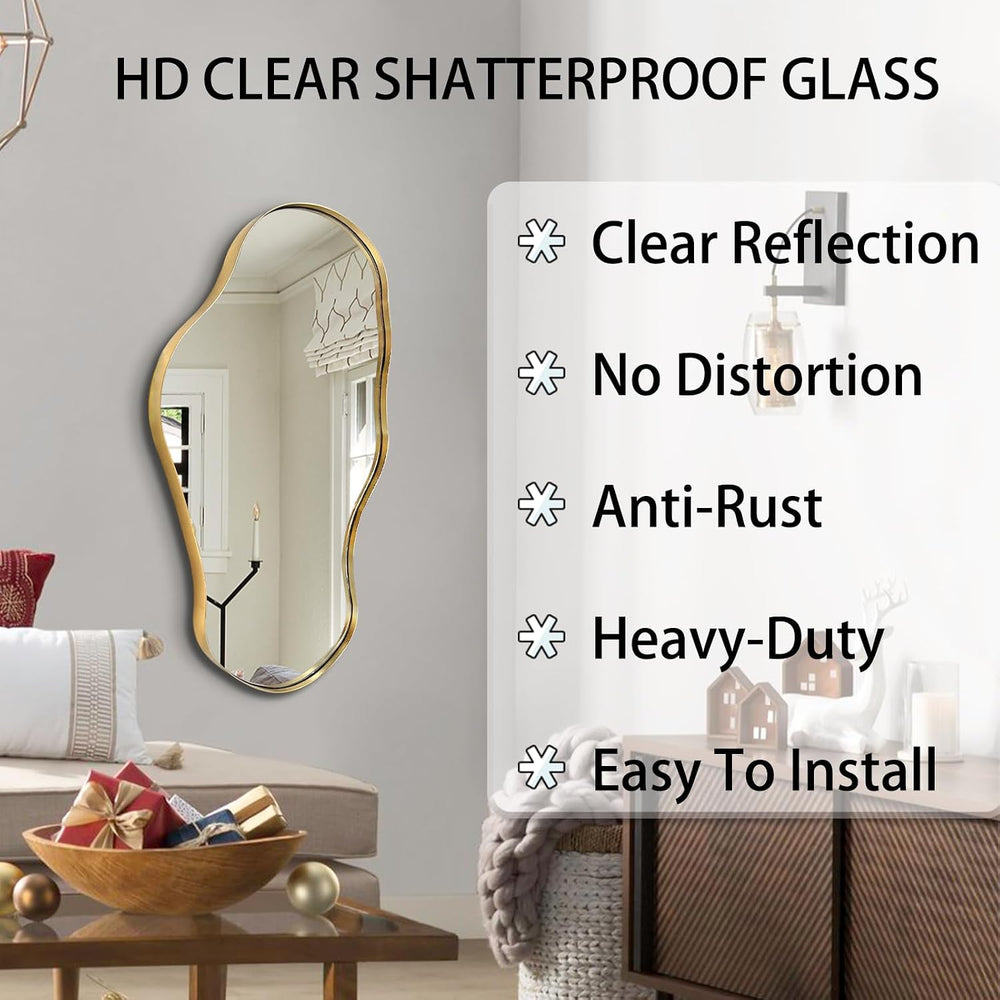 Irregular Wall Mirror, 30"x20" Asymmetrical Decorative Accent Mirro...