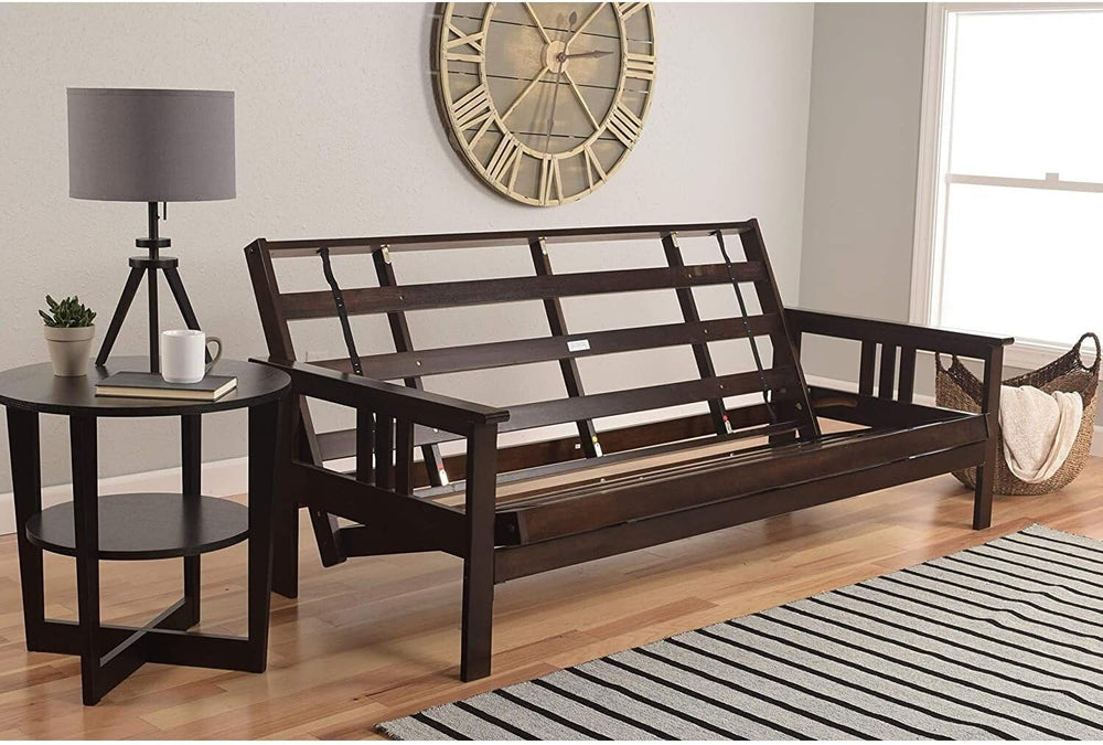 HomeStock Queen Size Wood Futon Frame, Classic Mission Arms, Solid Antique Fi...