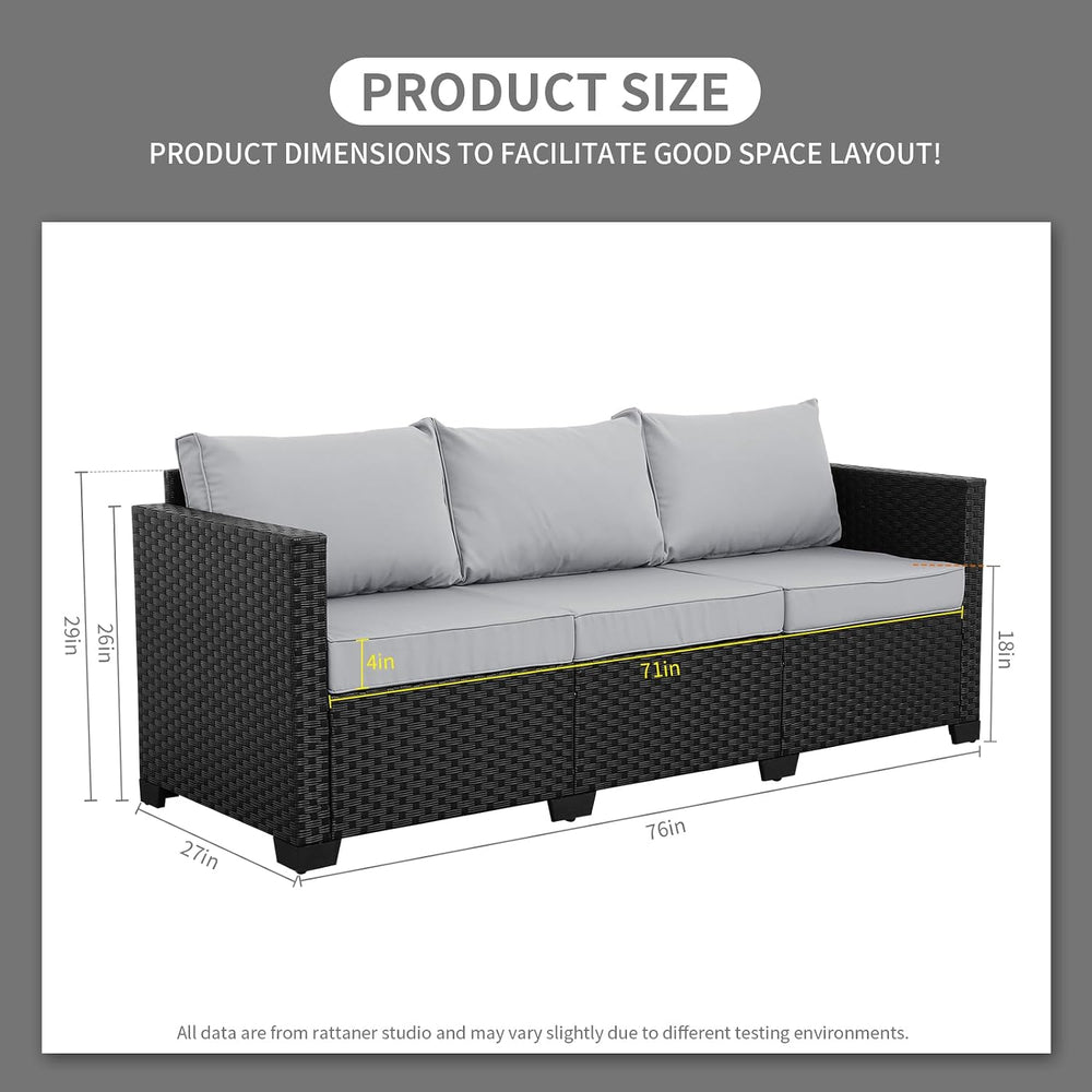 Rattaner Outdoor Furniture Outdoor Couch Patio Furniture 3-seat Sofa Deep Sea...