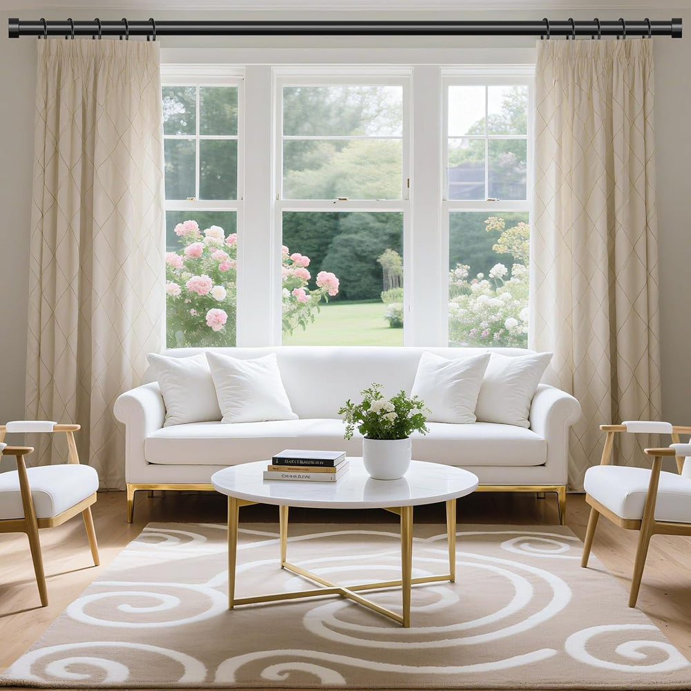 2 Pack Curtain Rods for Windows 48 to 84 Inch(4-7 Feet),Black 1'' Dia...