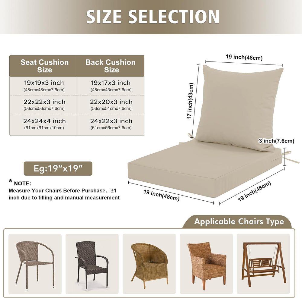 24x24 Inch Outdoor Cushions for Patio Furniture Set of 2, Waterproof Outdoor ...