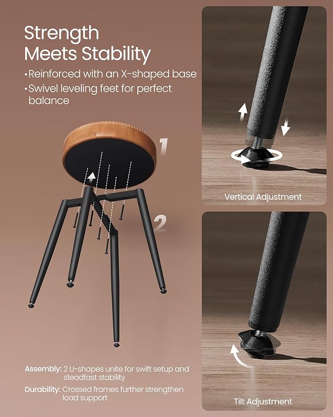 VASAGLE EKHO Collection - Dining Chairs Stools Set of 2, Upholstered Kitchen ...