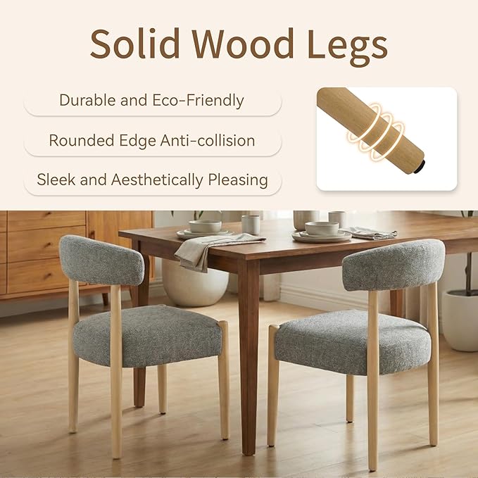 VKNOW Wooden Dining Chairs Set of 2, Modern Upholstered Dining Room Chairs wi...