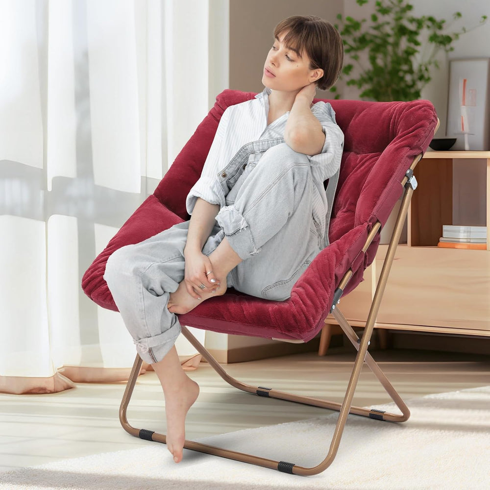 Athena Collection Saucer Chair for Adult, Square Comfy Cozy Chair,Red