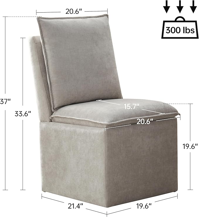 VKNOW Upholstered Dining Chairs Set of 2, Modern Rolling Chairs with Storage ...