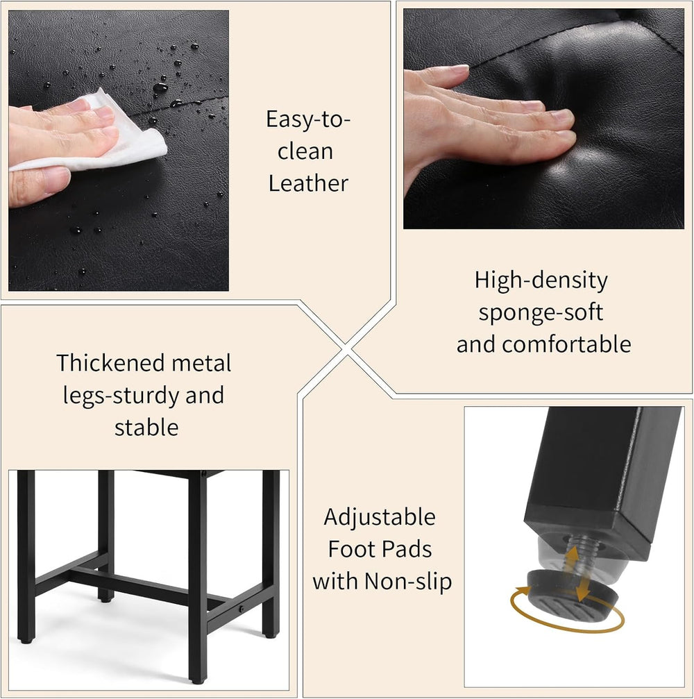 Saddle Seat Vanity Stool, Makeup Stool Chair with Metal Leg, U-Shaped Faux Le...