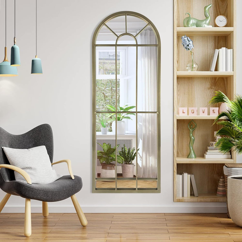 HQiJun Wall Mirror Window Decorative Mirrors Arched Farmhouse for Living Room...